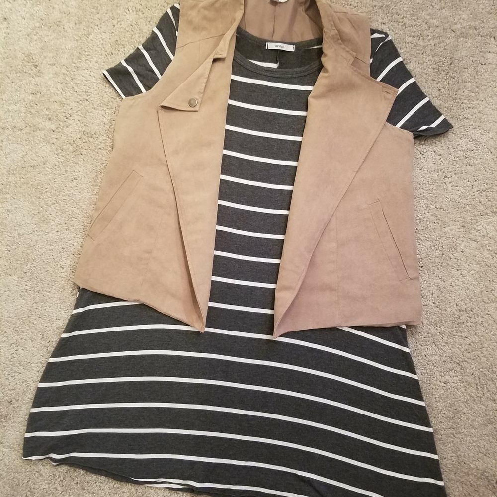 Gray striped shirt/dress